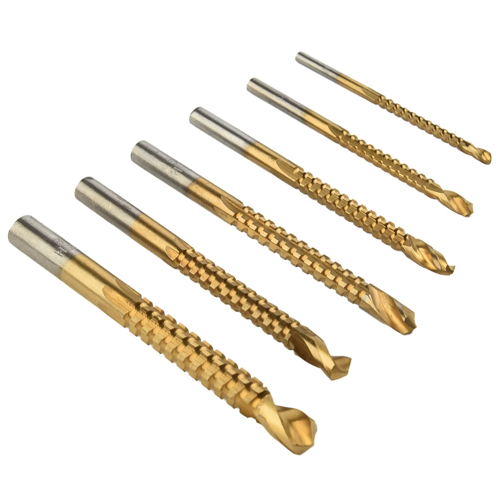 Hand Tools Acceossry 6pcs HSS High Speed Steel Titanium Coated Drill Bits 3/4/5/6/6.5/8mm High Quality Material