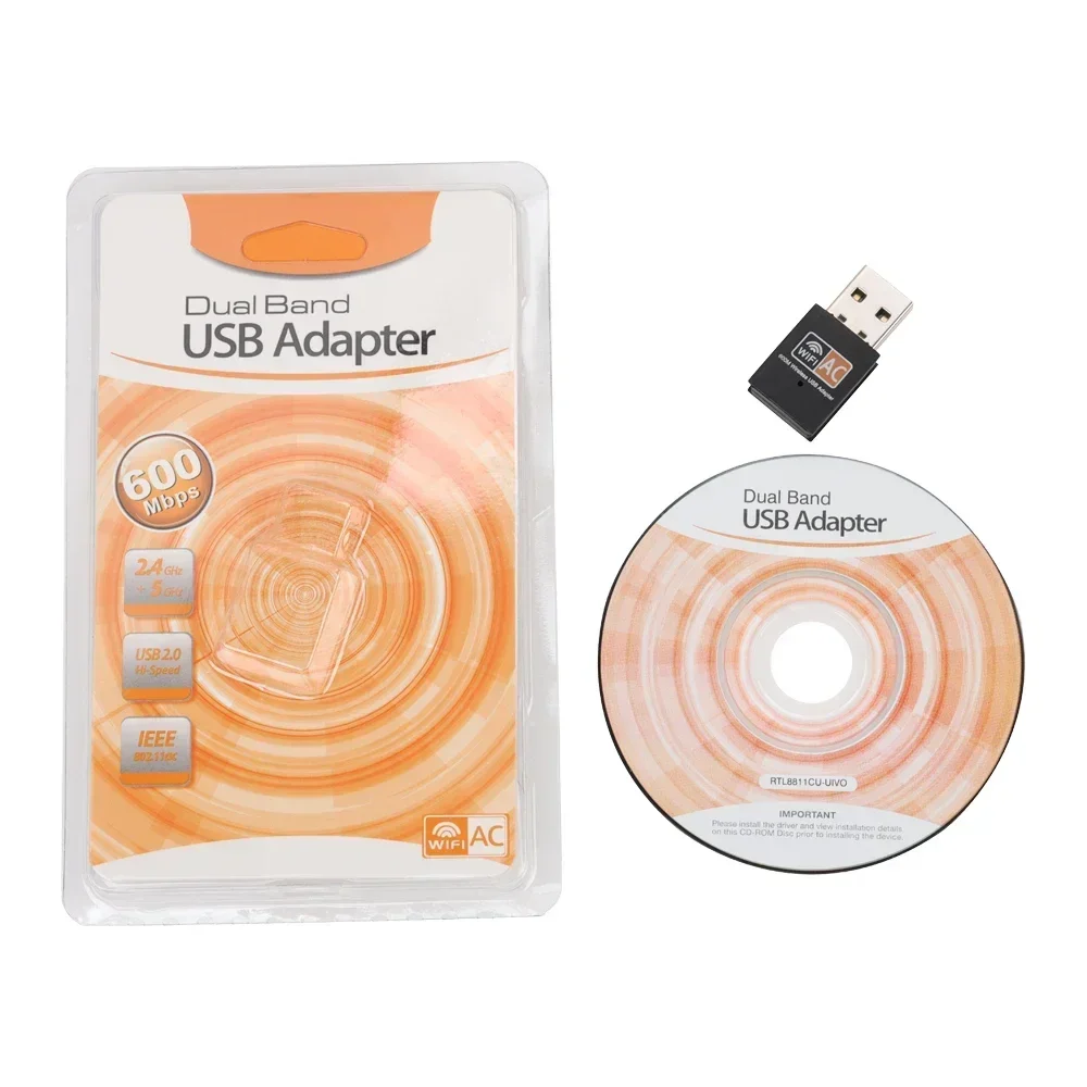 50 قطعة 600Mbps USB واي فاي محول لاسلكي ثنائي النطاق 2.4 جيجا هرتز 5 جيجا هرتز هوائي Lan Usb إيثرنت استقبال بطاقة شبكة الكمبيوتر