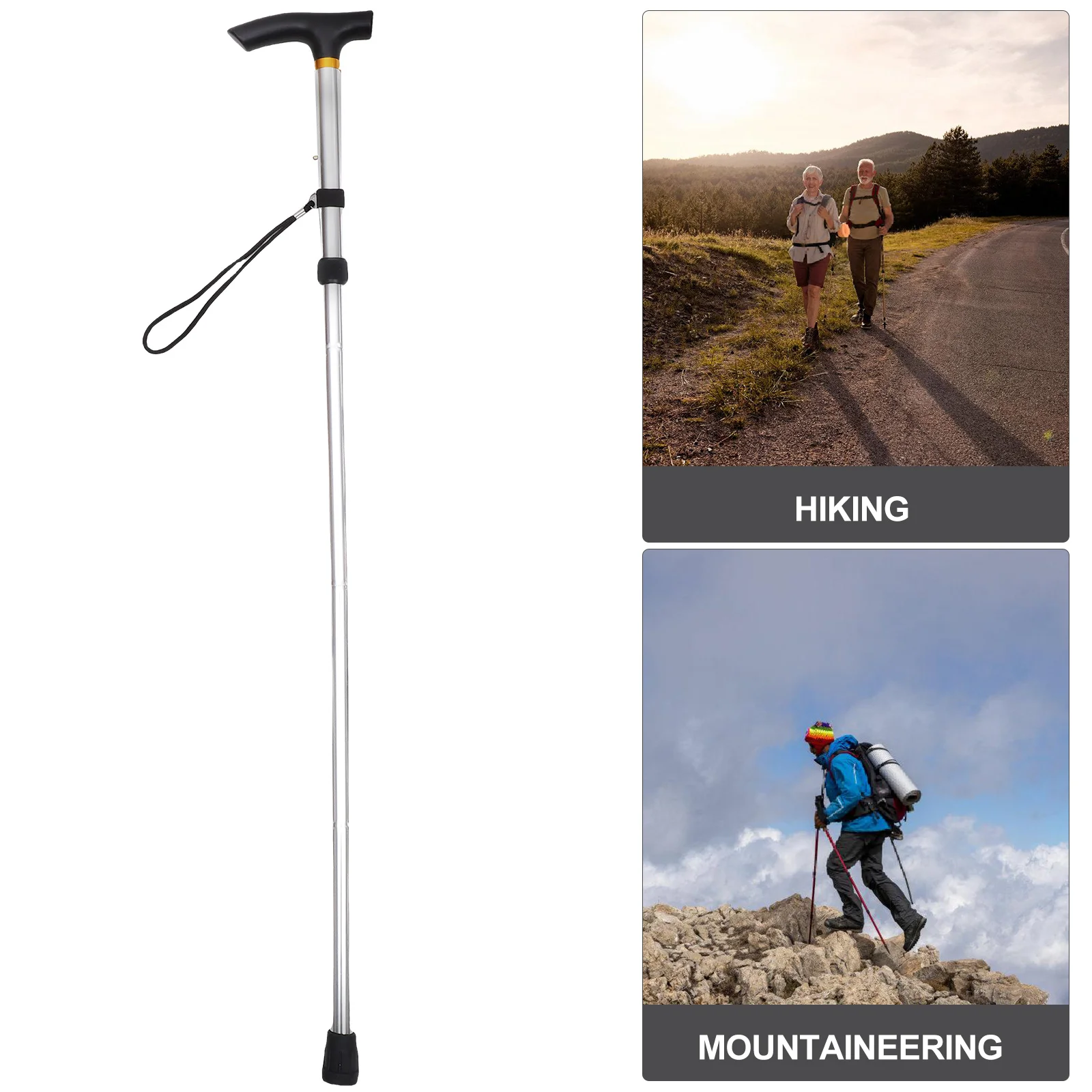 

Adjustable Alloy Walking Cane Outdoor Trekking Pole Mountain Climbing Stick For Elderly Non-Slip Durable Lightweight Portable