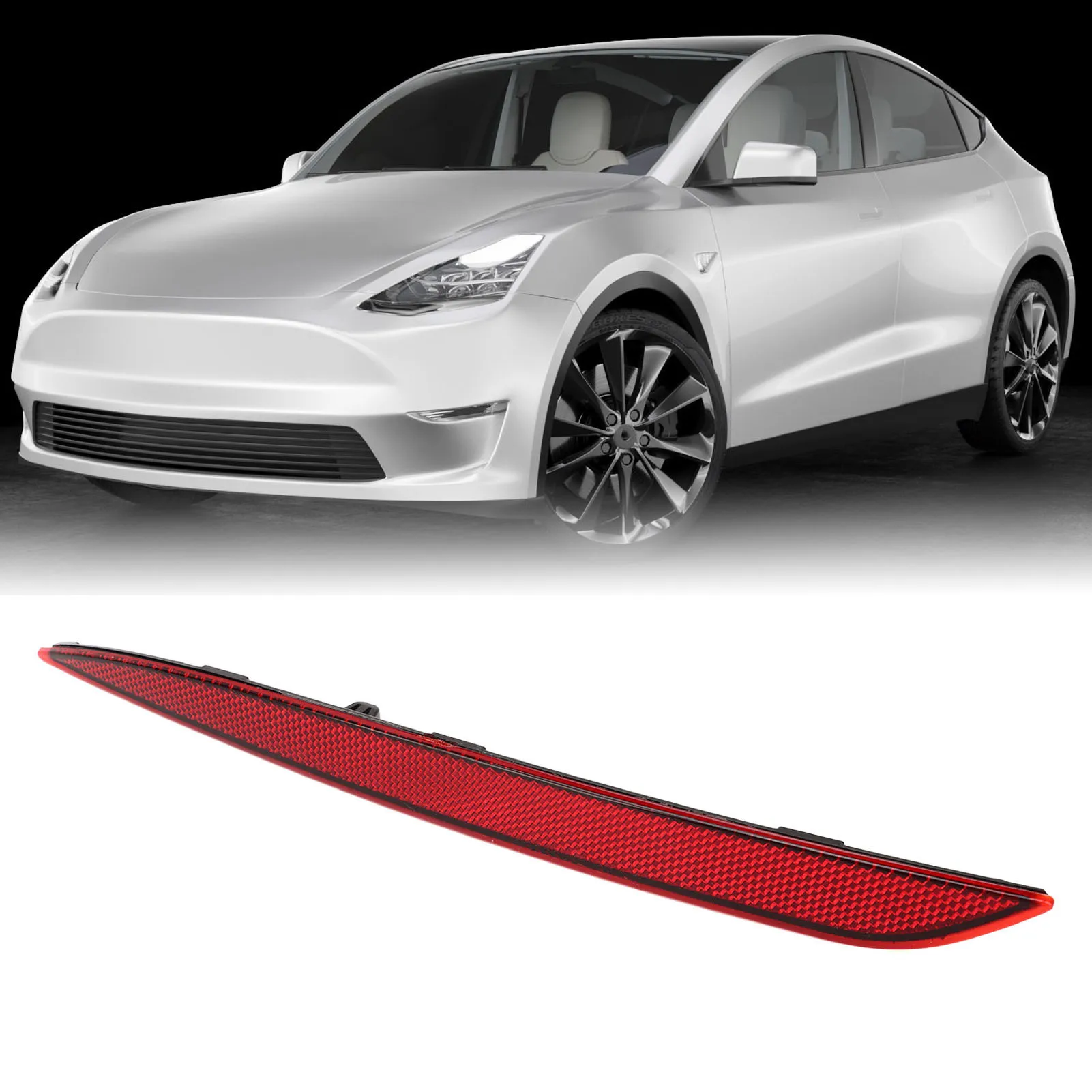 Rear Bumper Reflector Red Lens Car Tail Reflector Light Replacement for Tesla Model Y 2020 to 2023
