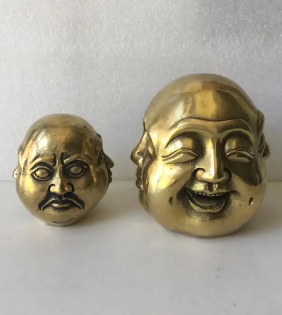 Estatua de bronce de diferentes expresiones en los cuatro lados del budismo clásico, 8cm/5,8 cm