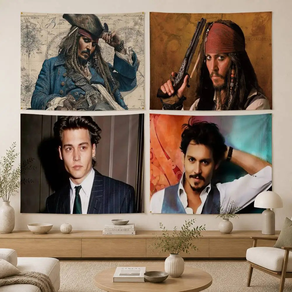 Actor J-Johnny D-Depp Cool Flag Digital Printing Banner for Garage Wall Out Door Decoration