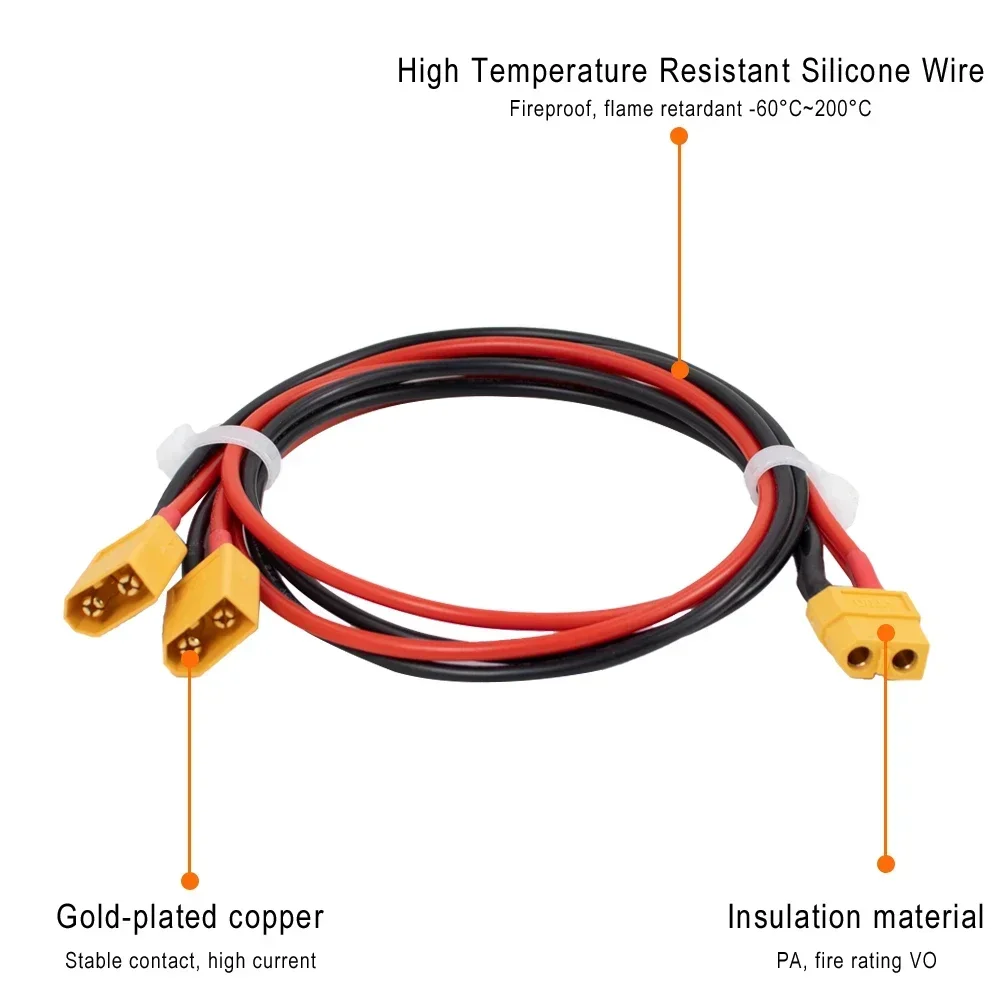 XT60 XT30 Conector de Bateria, Cabo Masculino e Feminino, Extensão Dupla, Y Splitter, Fio de Silicone 3-Way para Xiaomi Ninebot Scooter Elétrico