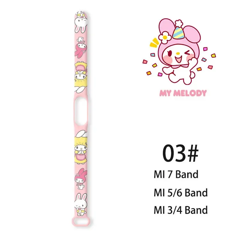 Nuovo cinturino in Silicone Sanrio Kuromi per Xiaomi Mi Band 7 6 3 5 4 Kawaii Anime Melody Girls cinturino di ricambio braccialetto