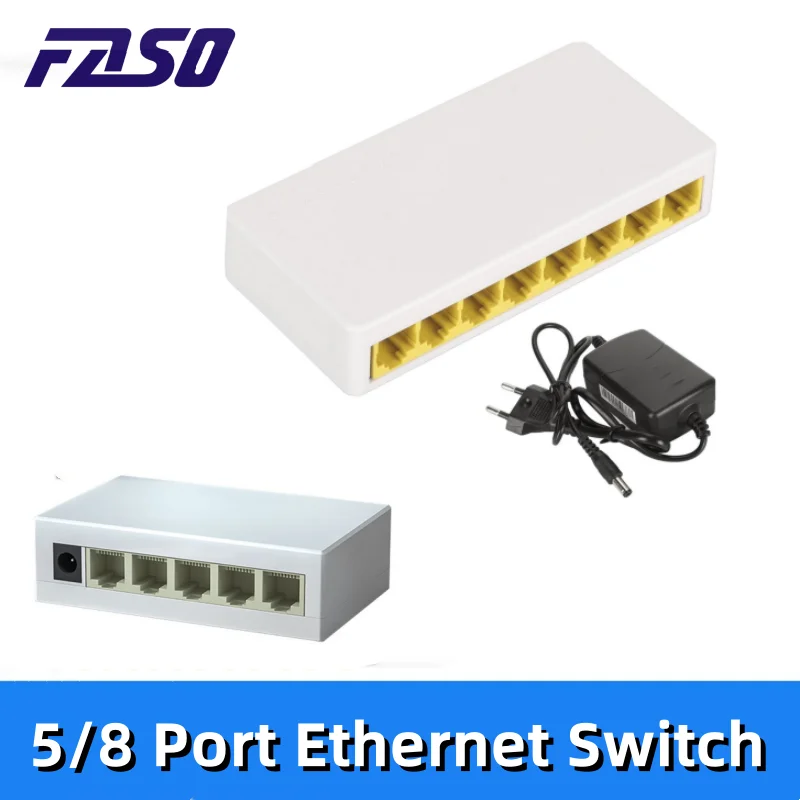 

5/8 Ports 10/100Mbps Ethernet Network Switch Mini Desktop Smart Switcher RJ45 Port LAN Hub Internet Splitter For Home Office