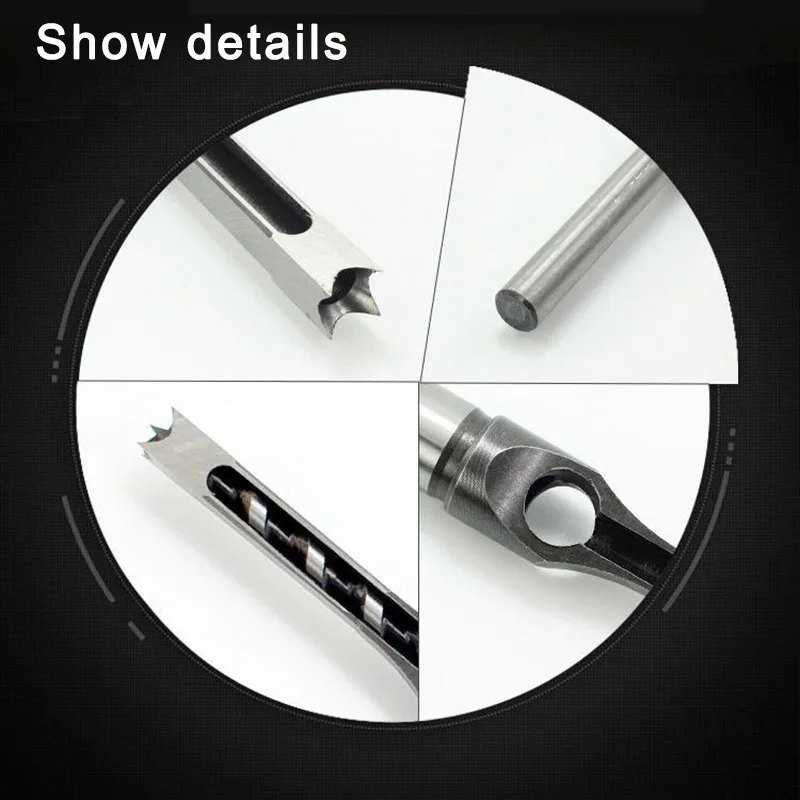 4pcs Square Hole Drill Bit Auger Bit Steel Mortising Chisel Drilling Craving Woodworking Tools Core Twist Drill Bit