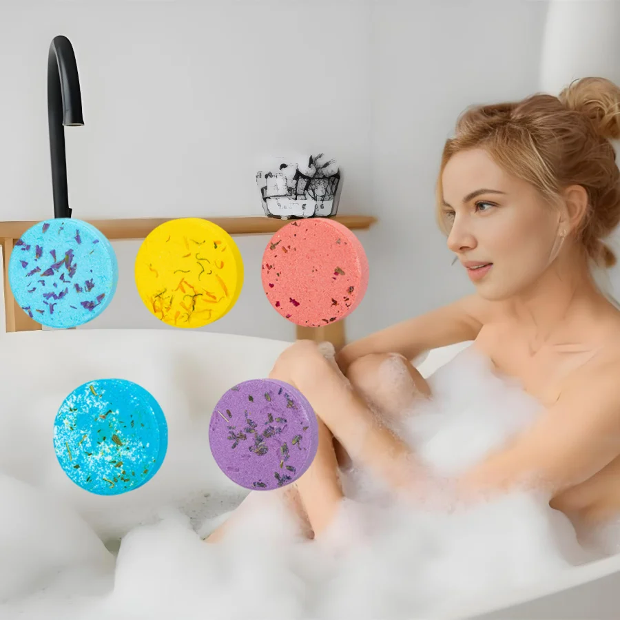 5PCS Shower Bombs Shower Steamers Aromatherapy Bomb Essential Oils for Birthday Gift Set for Girlfriend Bath Ball Mix Tablet