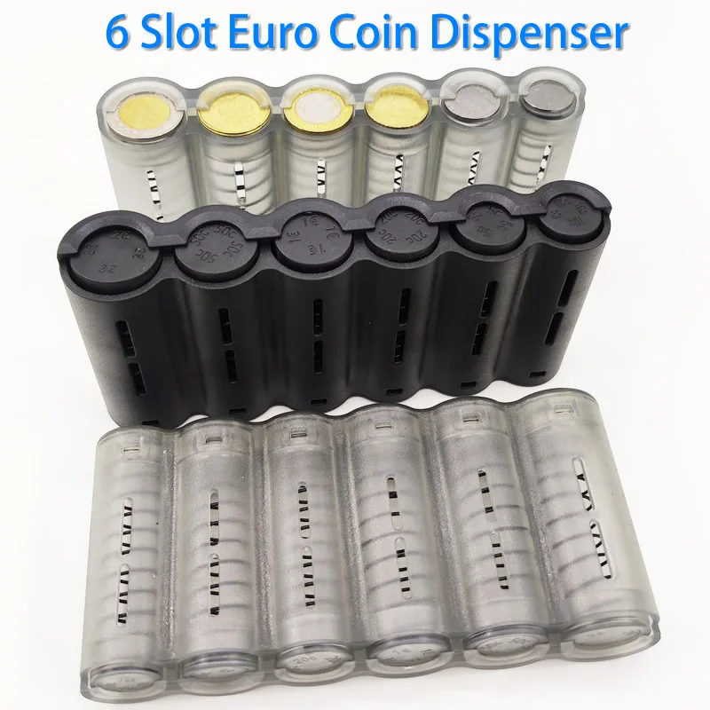 Coin Sorter Collector com Primavera, Coin Dispenser, Coin Holder, Quick Take Garçom, Motorista do Caixa, Small Change Safe, 6 Slots, Euro