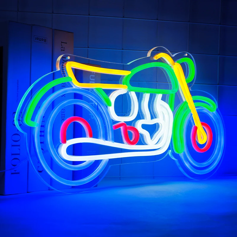 Moto LED Neon Light com Interruptor Regulável, Gaming Sign for Kids Game Room, Decoração Halloween