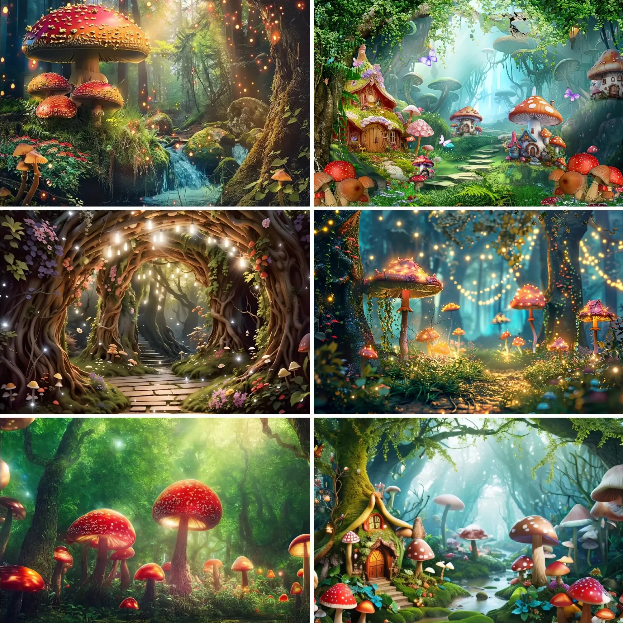 Wonderland Magic Fairy Tale Forest Mushroom Photography Background Newborn Shower Birthday Party Decoration Banner Studio Props