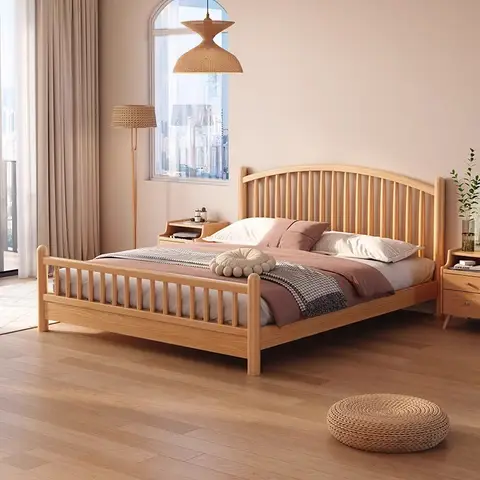 프랑스 미학 침대 편안한 침실 조명 럭셔리 고품질 웨딩 퀸 침대 프레임 머리판 muebles 가구