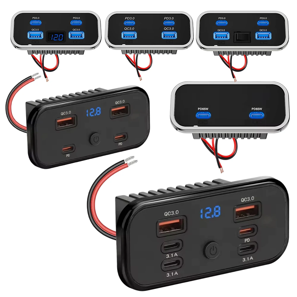 12-24V 2/4/6-Port QC3.0 PD Auto-Ladebuchse Schnellladung Dual USB-C Dual QC3.0 Schnelllade-Stromanschluss für Wohnmobile und LKWs – Detail 1