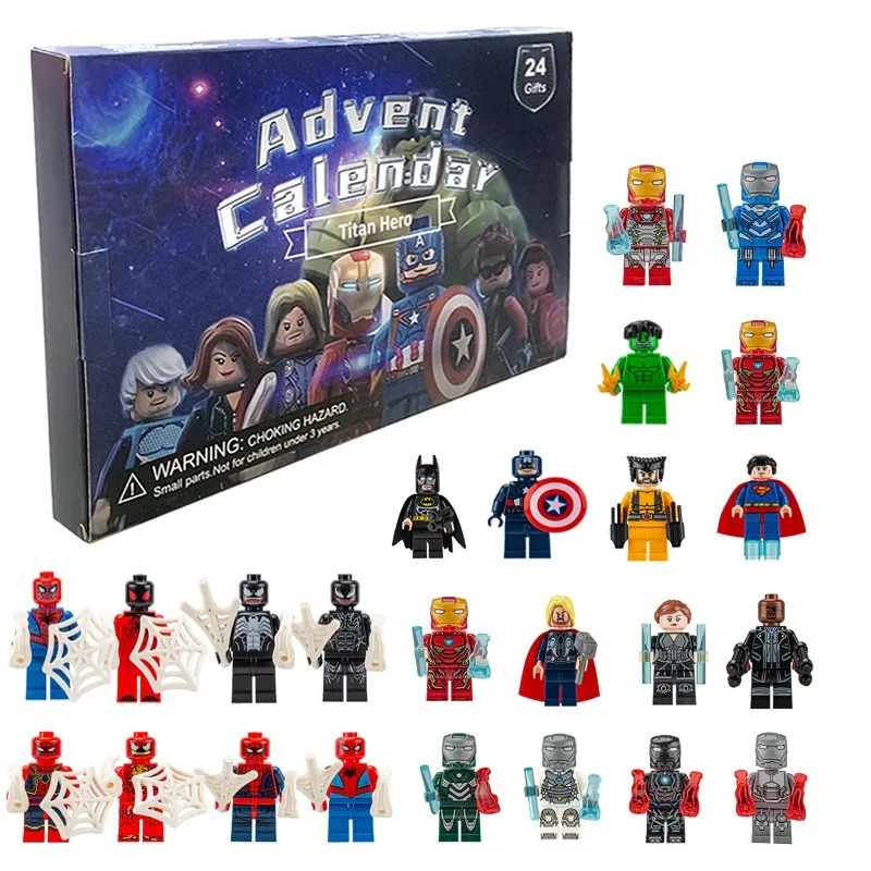 24Pcs/Box Advent Calendar Building Block Robort Anime Figures Mini PVC Model Dolls Children Pop Christmas Halloween Toys Gift