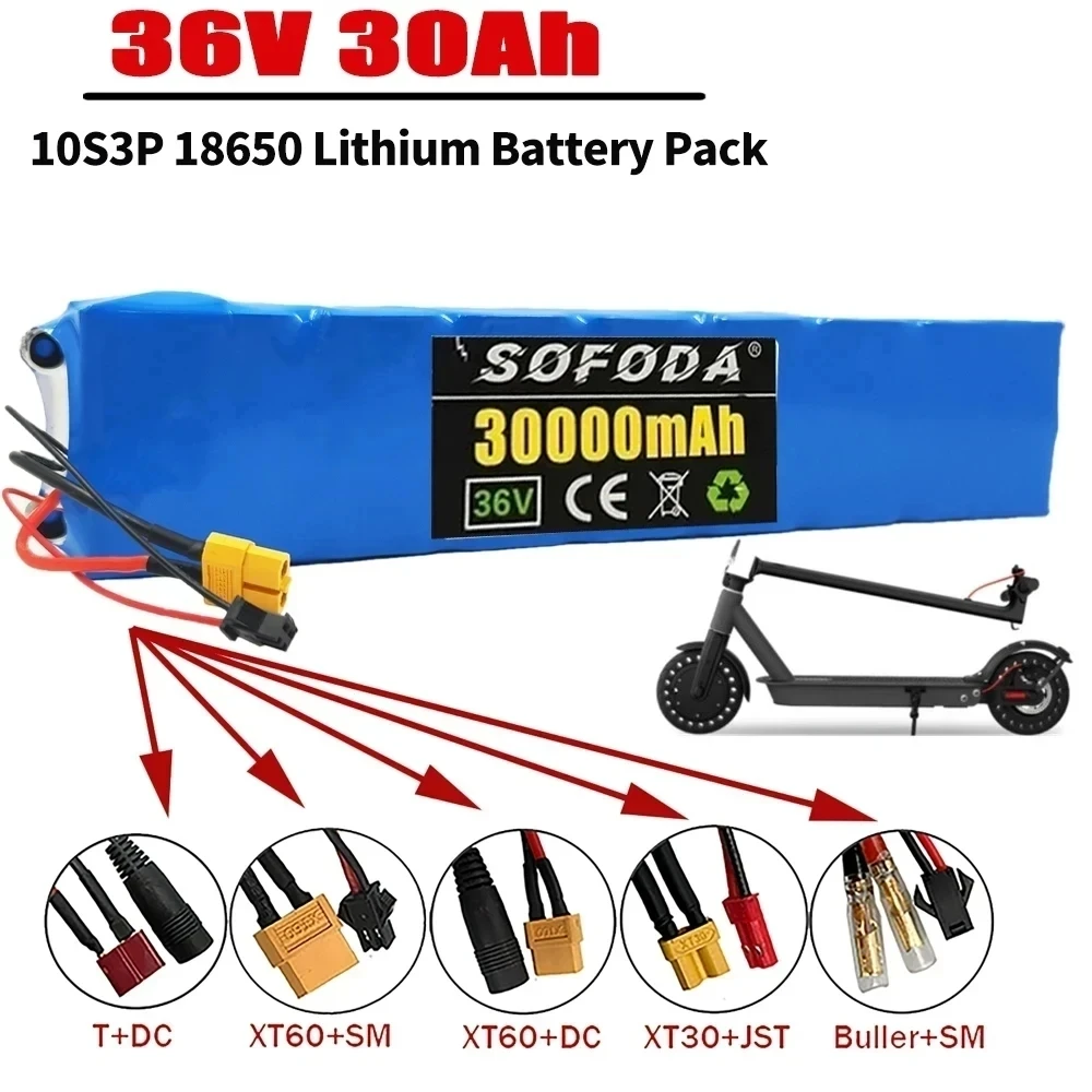 

10S3P 18650 36V 30Ah 750W High-Power BMS Rechargeable Lithium Battery, Suitable For Electric Bicycles And Scooters