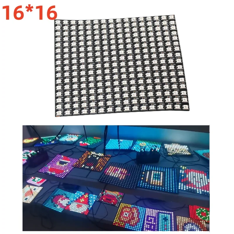 DC5V WS2812B RGB LED Pixel Panel Light 8x8 16x16 8x32 Digital Flexible Screen Individually Addressable SP801E Led Controller Kit