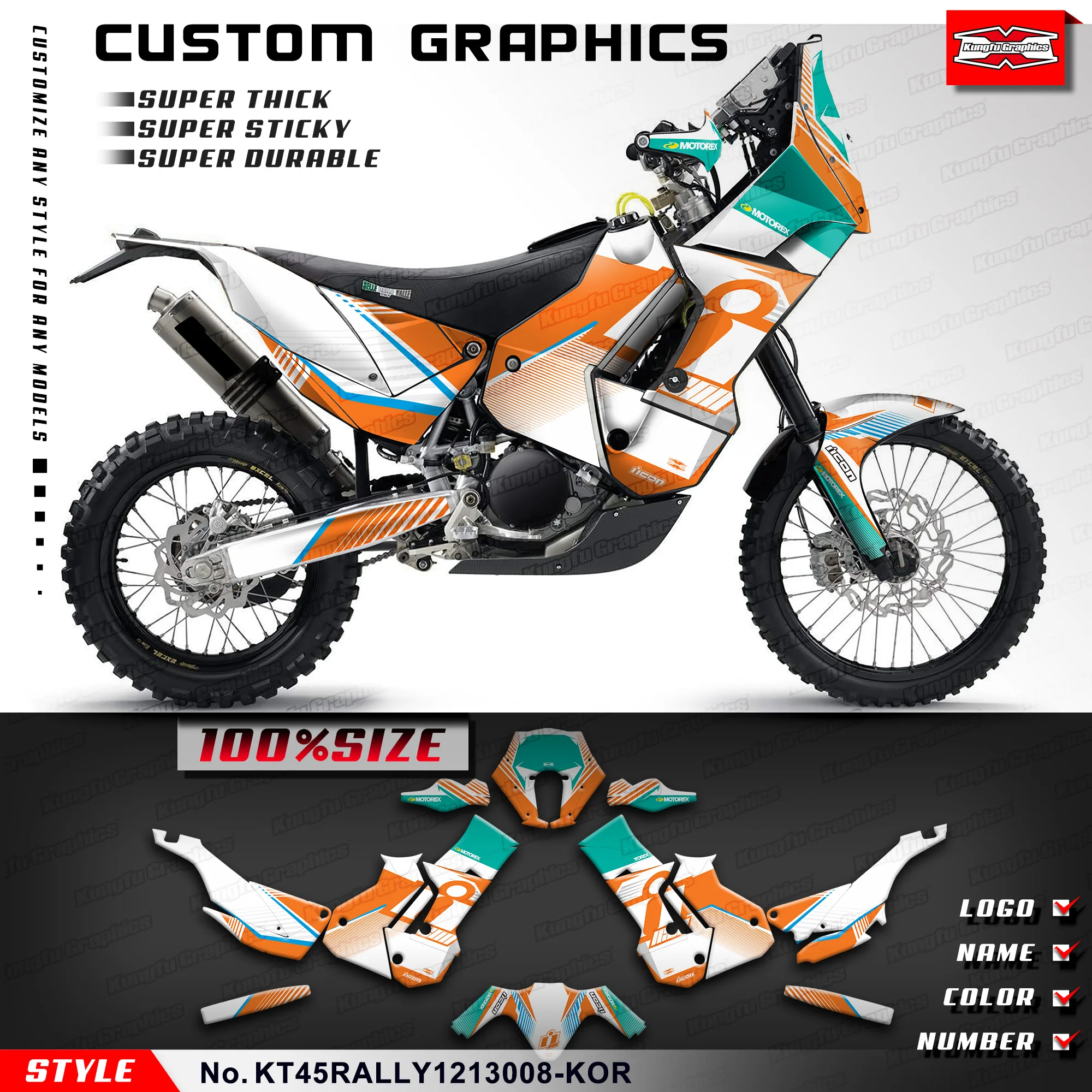 

KUNGFU GRAPHICS Adhesive Decals for KTM Rally 450 2012 2013 Replacement Parts, Style No.KT45RALLY1213008-KOR