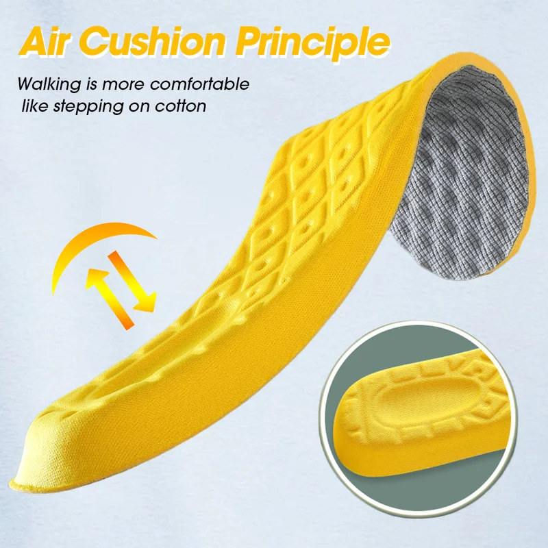 5D Memory Foam Insoles for Shoes Sole Mesh Deodorant Breathable Cushion Running Insoles for Feet Man Women Orthopedic Insoles