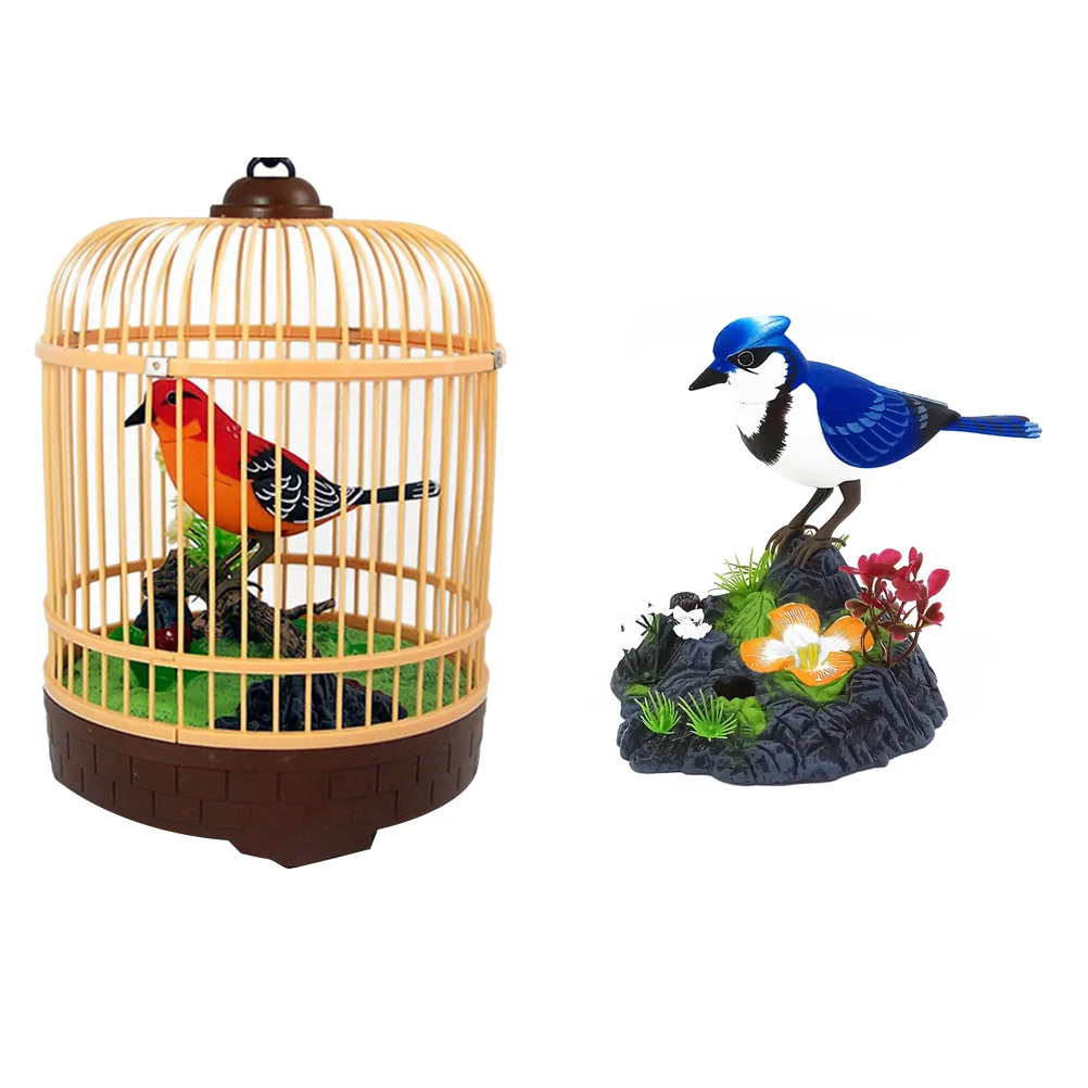 Imitation Bird Toy Small Toys Electric Decor Decorations Parrot Blue Singing Cage Ornament Child