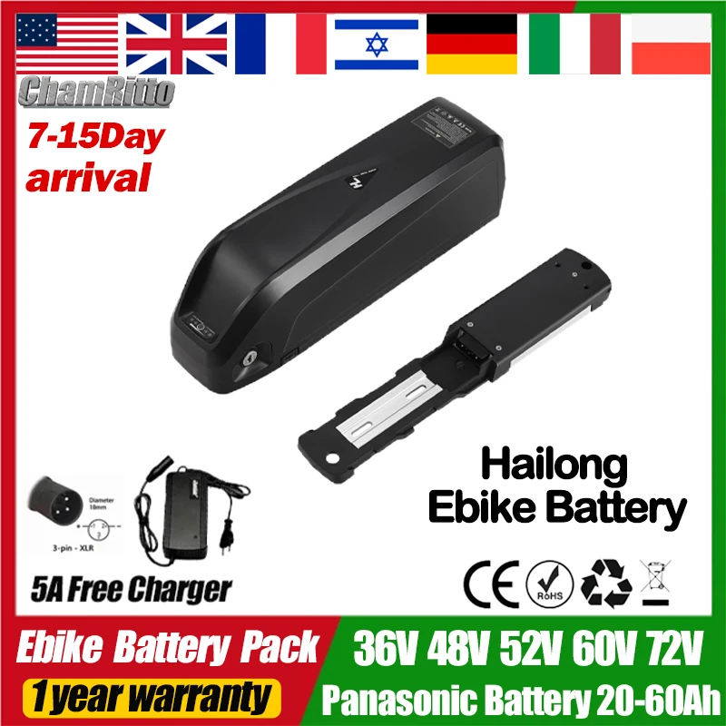 Hailong Electric Bike Batteria 36v48v52v60v72v 20 30ah 40ah Electric Bicycle S07-b E bike 2000w Motor 13s5p 50ah Lithium Battery