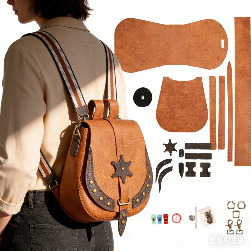 

Vintage Brown Crossbody Bag Trendy Punk Style Handbag Women Artificial Leather Shoulder Purse Daily Use Travel Rivet Decor