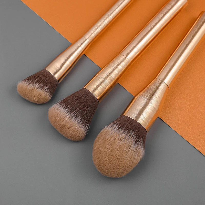 15-teiliges hochwertiges professionelles Make-up-Pinsel-Set für Schönheit, Kosmetik, Premium-Synthetik, Roségold, Aluminiumgriff, Gesichts- und Augenpinsel-Set