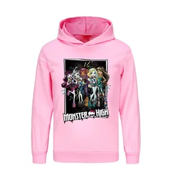 Monster High Hoodie Kids Clothes Cotton Hooded Sweater Sweatshirt Cartoon Casual Pullover Hip Hop Teenager Boys Girls Clothing