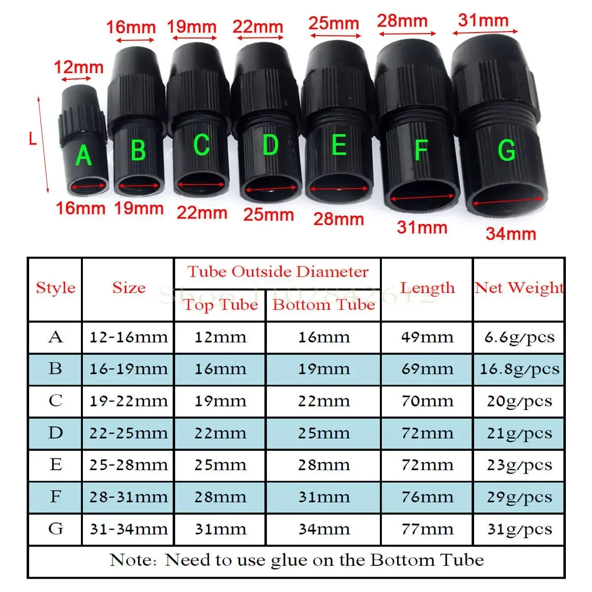 2pcs 7style options 12-34 Pipe Tap Connection Tube Connector Union Joint Buckle Clamp for DIY FPV Quadcopter Drone CFK