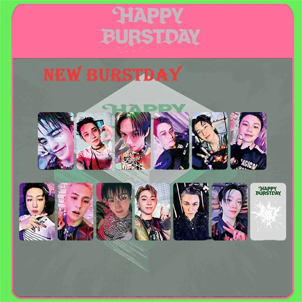 Kpop 5th Album HAPPY BURSTDAY Photocards KIT1 NEW ESCPE DAREDEVIL Ver Card Double Sides Bright Film LOMO Card Fans Collections