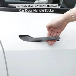 4Pcs/Set ABS Carbon Fiber Car Door Handle Wrap Cover Stickers Accessorie For Tesla Model Y Launch 2025 Model 3/Y/3 Highland 2024