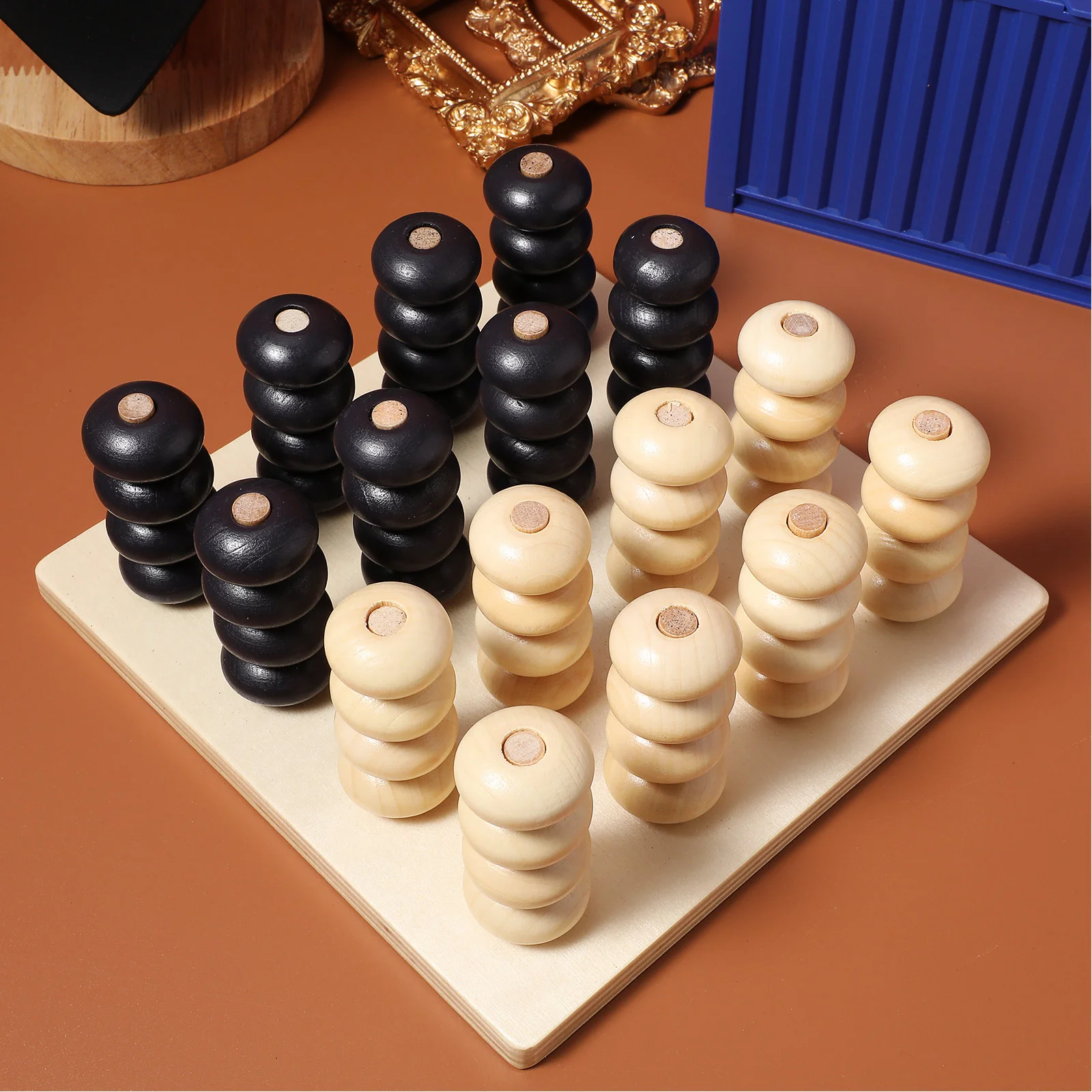 Brain Teaser Interactive Game Desktop Board Digital Bamboo Wooden Checkers Educational