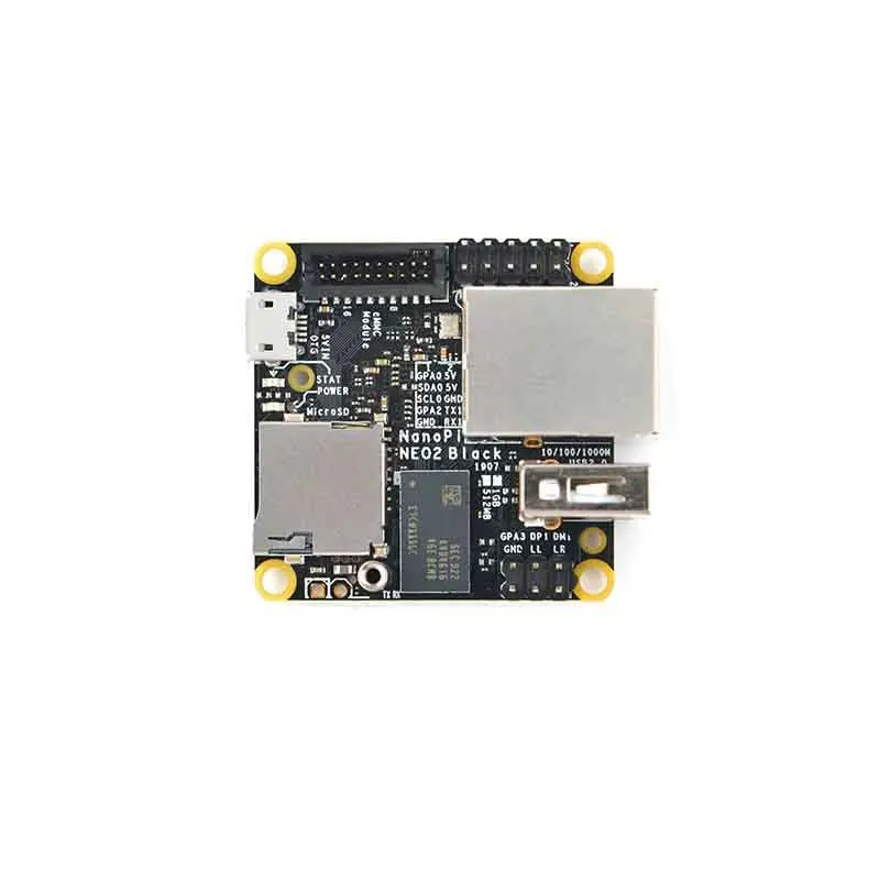 NanoPi NEO2 Preto Allwinner Placa H5, 1GB de RAM, Quad-Core, 64 bits, Rede Gigabit A53, Ubuntu, Armbian,OpenWRT