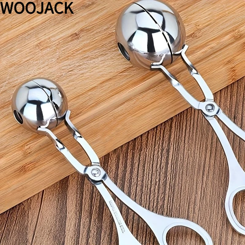 Set of 2Pcs WOOJACK Stainless Steel Meatball Maker Scissors, Multifunctional Beef Meatball Mold, Kitchen Catering Gadgets