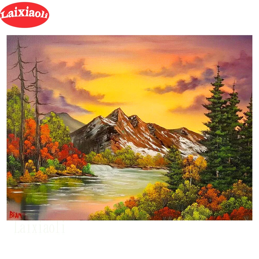 

DIY Diamond Painting diamond Embroidery lake mountain landscape 5d mosaic Diamond needlework cross stitch natural art room decor