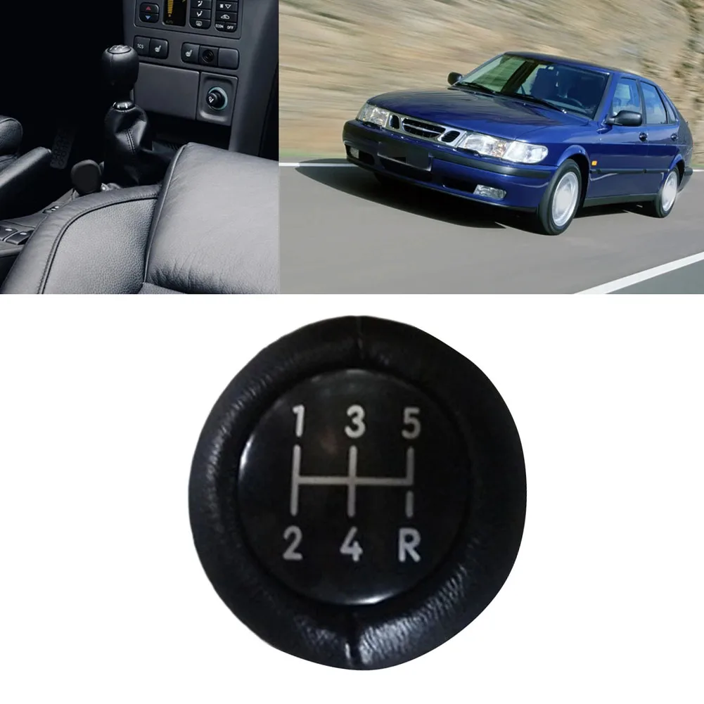 Car Gear Knob 5 Speed Shift Knob Black Leather Wrapped ABS Plastic Base For Daily Driving Use For Saab 9-3 1998-2002