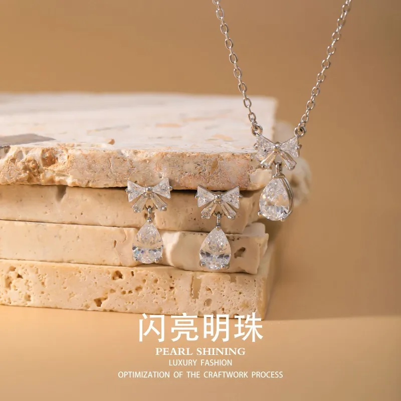 2-piece Butterfly Knot Zircon High End Earnail Necklace, Light Luxury, Luxury, Luxury, Specialty Jewelry, First Accessories