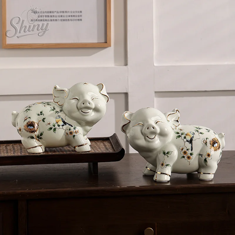 

Cute Ceramic Pig Figurine, Adorable Pig Ceramic Study and Living Room Decoration