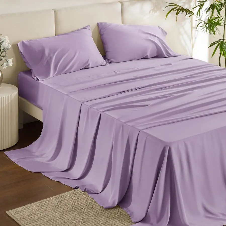

Full Size Bed Sheets, Cooling Sheets, Rayon Derived from Bamboo, Breathable amp Soft, Deep Pocket Up to 16 Inches, Hotel Luxury