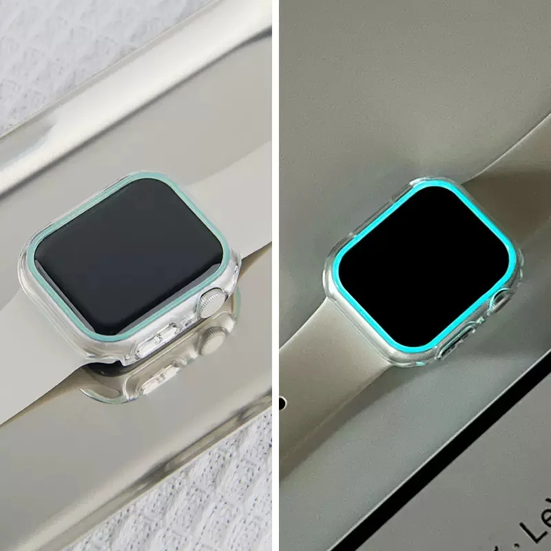 Y2K Clear Luminous Light Change Case Cover do Apple Watch Case 49 mm 45 mm 40 mm 44 PC Bumper Protective Frame do iWatch 9 8 7 SE