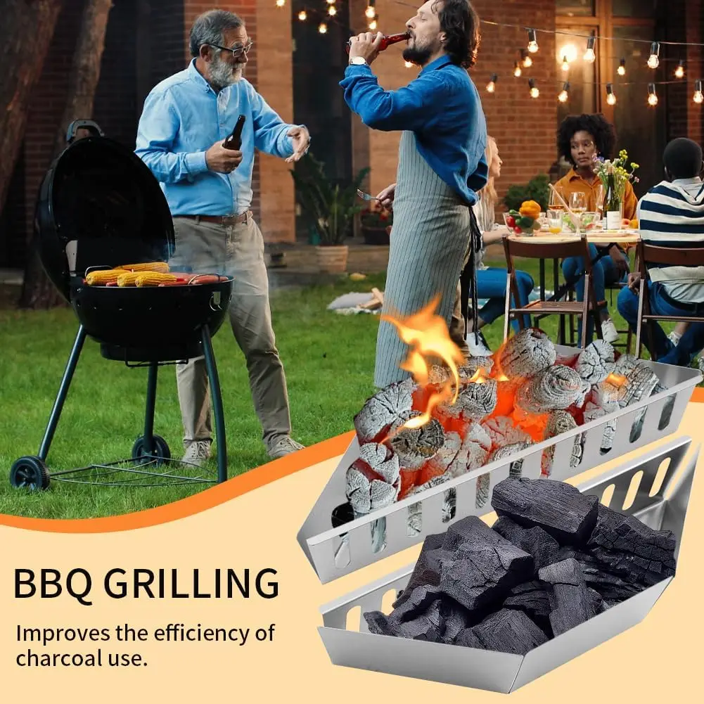 

F5 2Pcs Charcoal Basket BBQ Charcoal Grill Basket Holders BBQ Grilling Accessories Replacement for BBQ Grill Tools Accessories