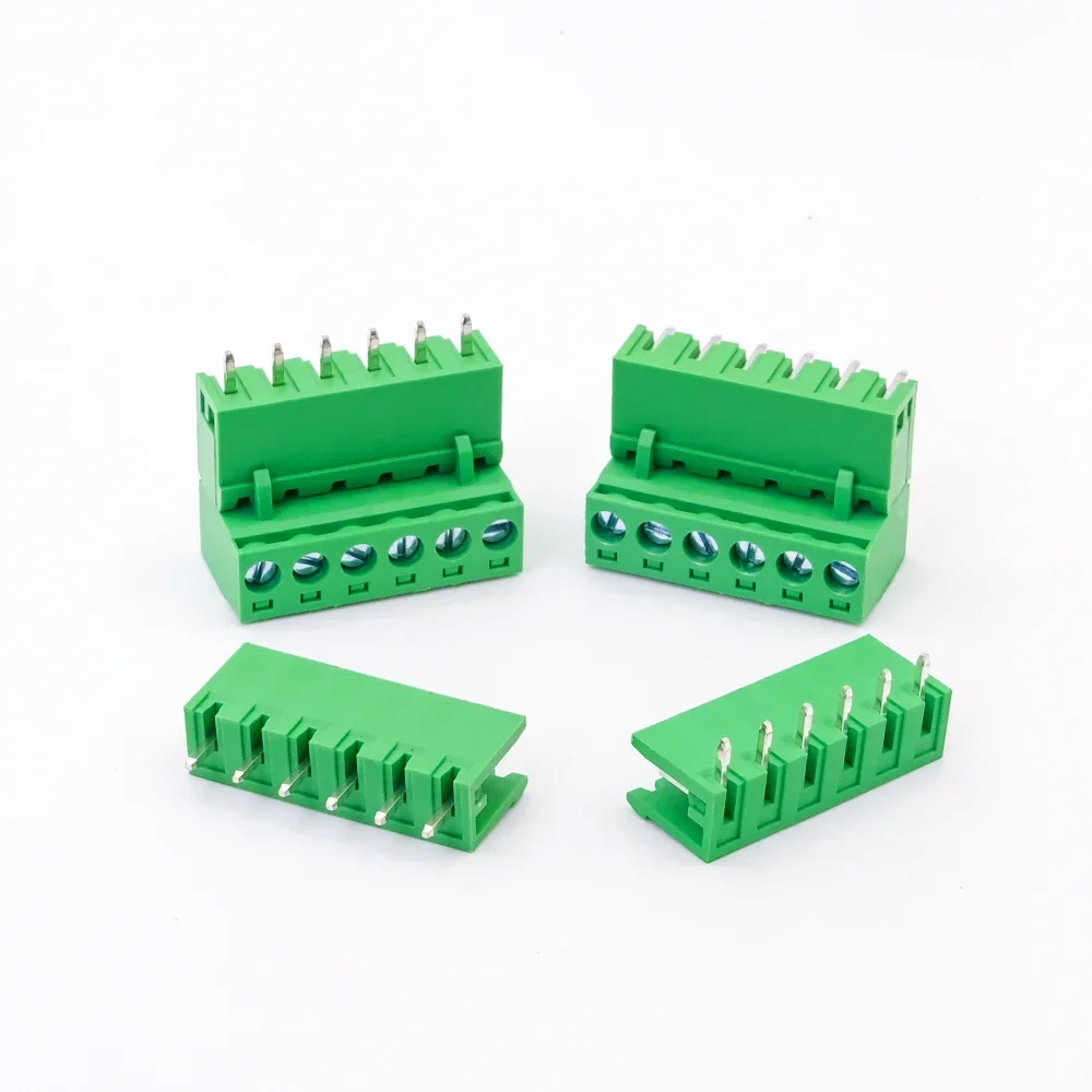 10Sets 2EDGK 5.08mm PlUG-IN Terminal Blocks Screw Type PCB Connector Right Angle Plug Pin Header Socket 6Pins