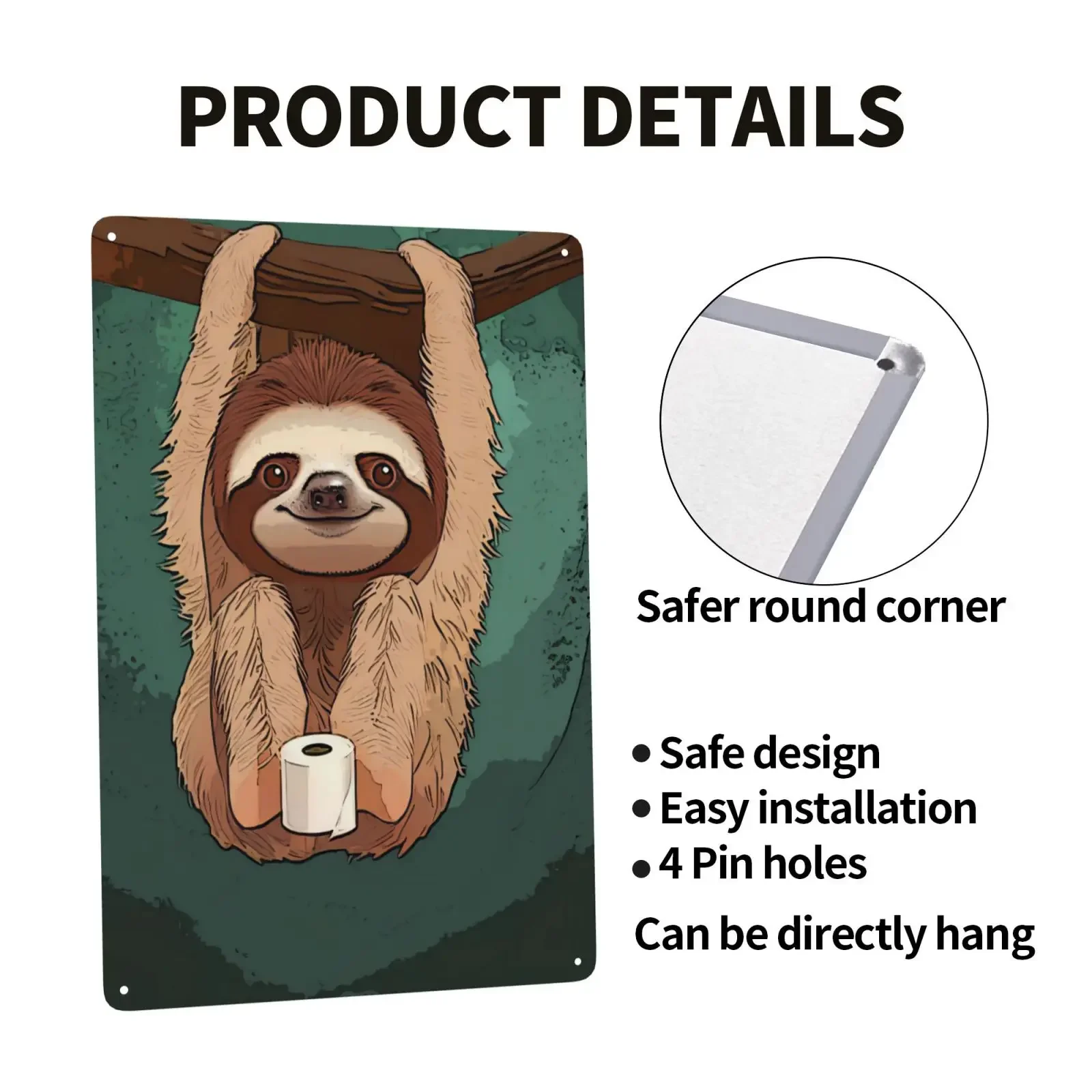 1pc Vintage Sloth Metal Sign That's What I Do I Read Book I Know Things for Home Wall Decor Mural Inspirational Quotes 8x12 Inch
