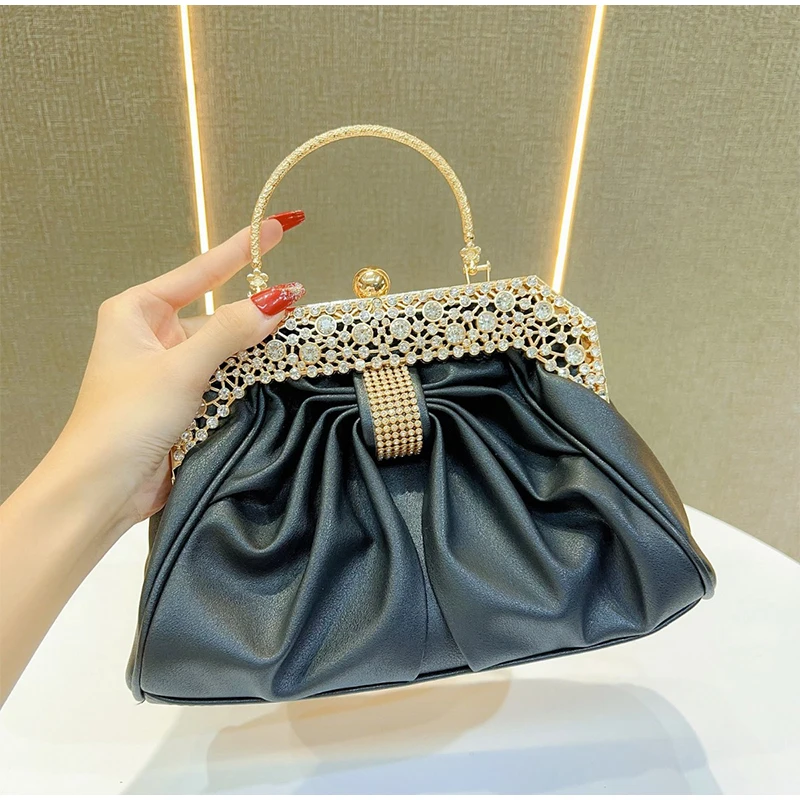 Wedding Bridal Beaded Women Evening Bag Dinner Bag Chain Shoulder Handbags Elegant Rhinestones Clutch Clouds Shape Evening Bag