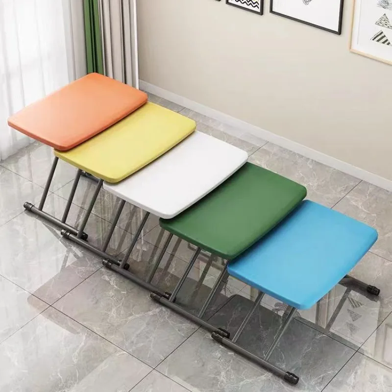 Plastic folding table Simple household study table Computer table Adjustable height Easy storage dining table