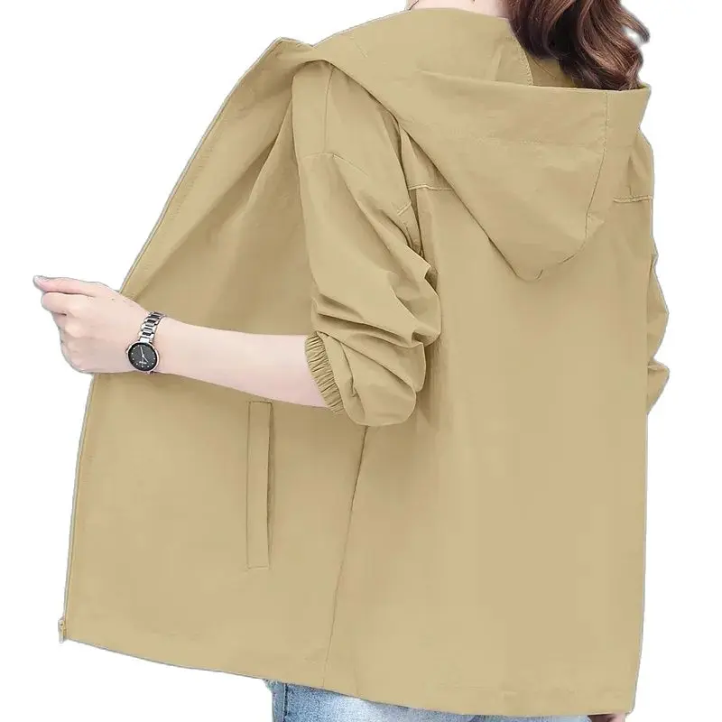 

Vintage Women Sun Protection Clothing Anti-Ultraviolet 2022 Female New Korean Coat Summer Loose Hooded Zipper Short JacketA137