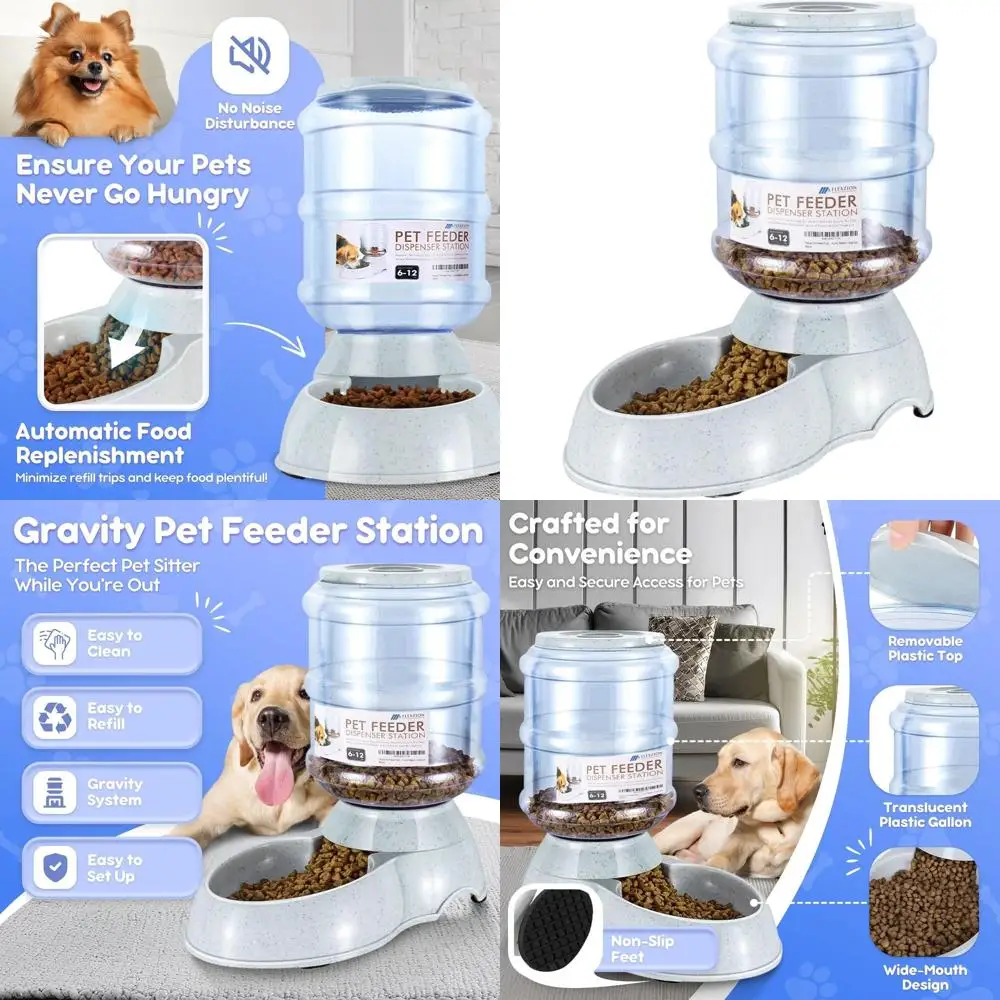 

Automatic Pet Feeder and Water Fountain for Small to Medium Dogs and Cats - Dry Food Dispenser and Storage Container