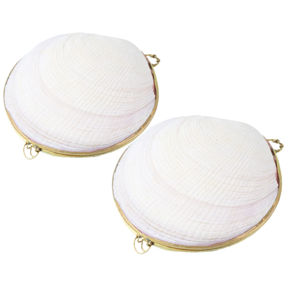 

2 Pcs Shell Jewelry Box Seashell Holder Unique Storage Beach Themed Organizer Shells Dish Ring Small Candy