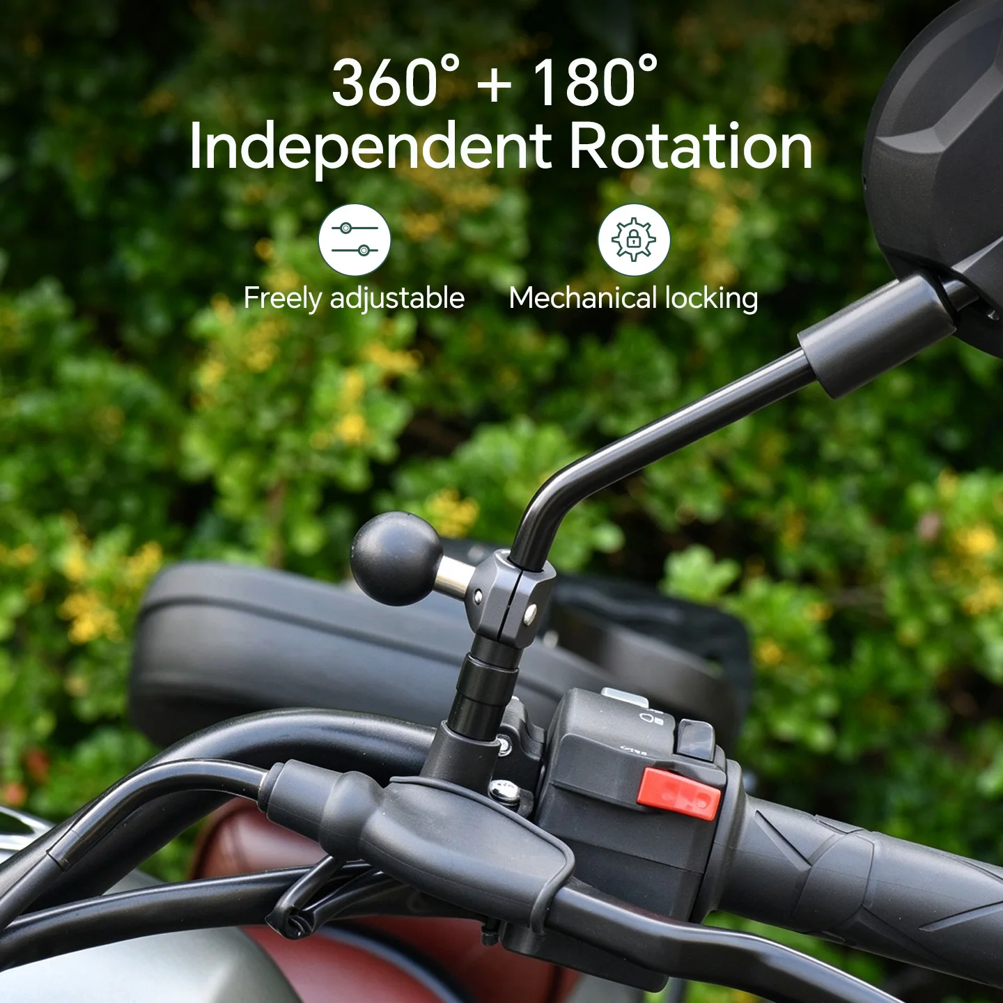 FANAUE Aluminum Alloy Motorcycle Rearview Mirror Mobile Phone Holder 25mm/20mm/17mm Ball Head Expansion Base Is Stable