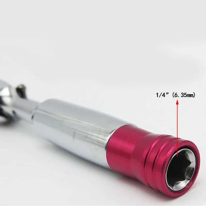 Kunci Pas Pegangan Ratchet Mini 1/4 "85Mm/100Mm Kunci Pas Saku 72 Gigi Dua Arah CR-V Kunci Pas Soket Magnetik 1/4 Pegangan Obeng