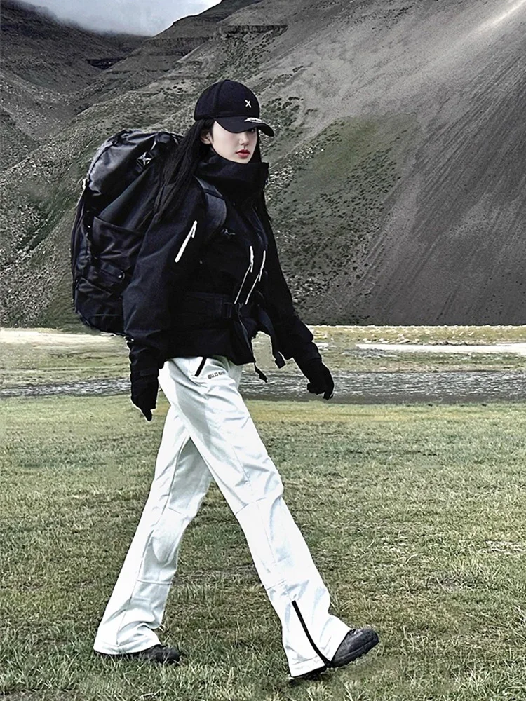 

Женские водонепроницаемые брюки для активного отдыха, катания на лыжах, походов и восхождений в горы, прямого кроя, ветрозащитные, теплые, на флисовой подкладке