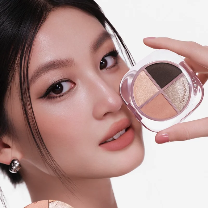 Judydoll 2025 nova paleta de sombra de quatro cores fosco baixa saturação terroso shimmer glitter diário luz natural maquiagem dos olhos